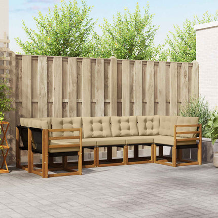 Utomhussoffset med kudde 7 pcs Naturlig och Beige