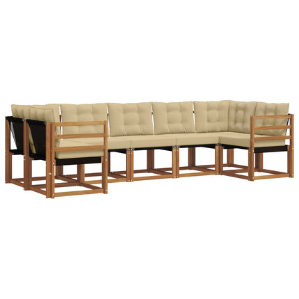 Utomhussoffset med kudde 7 pcs Naturlig och Beige