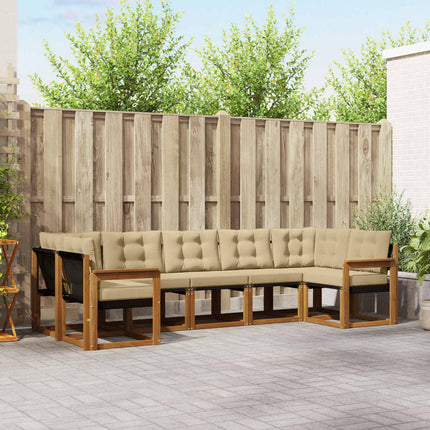 Utomhussoffset med kudde 7 pcs Naturlig och Beige