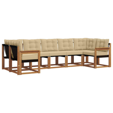 Utomhussoffset med kudde 7 pcs Naturlig och Beige