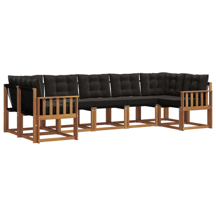Utomhussoffset med kudde 7 pcs Naturlig och svart