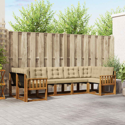 Utomhussoffset med kudde 7 pcs Naturlig och Beige