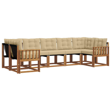 Utomhussoffset med kudde 7 pcs Naturlig och Beige