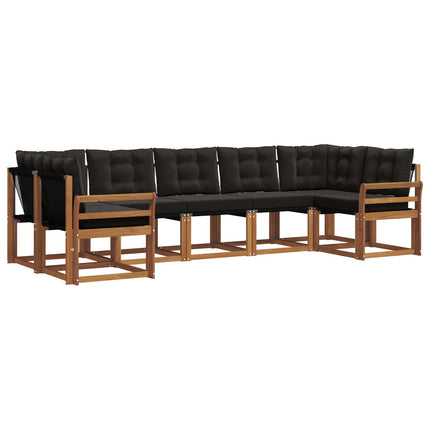 Utomhussoffset med kudde 7 pcs Naturlig och svart