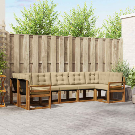 Utomhussoffset med kudde 7 pcs Naturlig och Beige