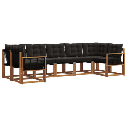 Utomhussoffset med kudde 7 pcs Naturlig och svart