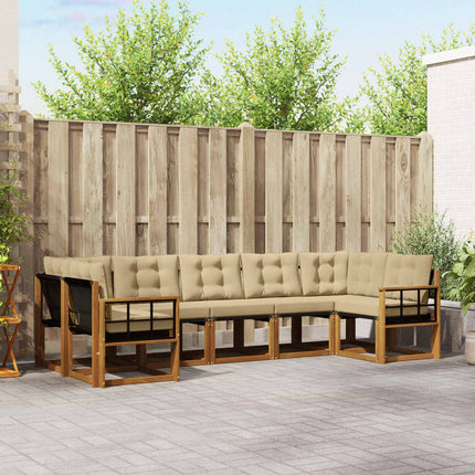 Utomhussoffset med kudde 7 pcs Naturlig och Beige