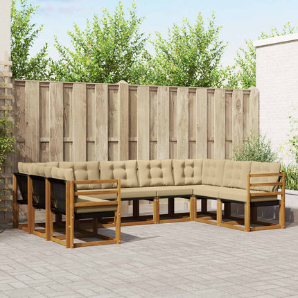 Utomhussoffset 9 pcs Naturlig och Beige Massivt Akaciaträ