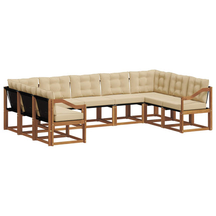 Utomhussoffset med kudde 9 pcs Naturlig och Beige