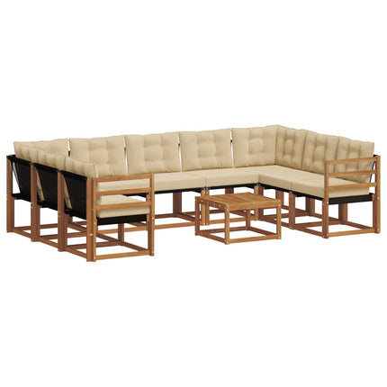 Utomhussoffset med kudde 10 pcs Naturlig och Beige