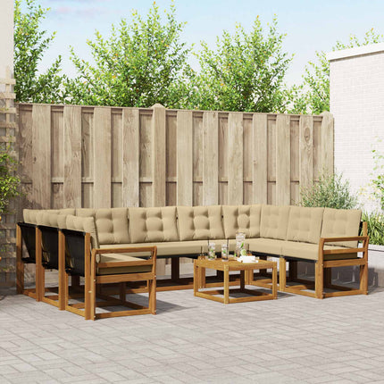 Utomhussoffset med kudde 10 pcs Naturlig och Beige