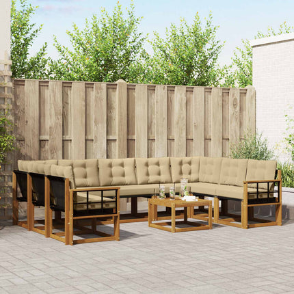 Utomhussoffset med kudde 10 pcs Naturlig och Beige