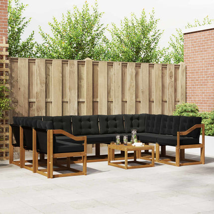 Utomhussoffset med kudde 10 pcs Naturlig och svart
