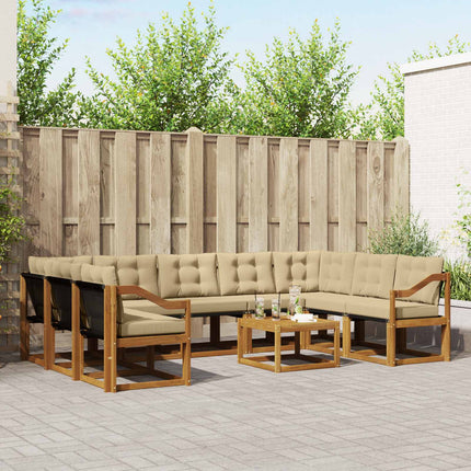 Utomhussoffset med kudde 10 pcs Naturlig och Beige
