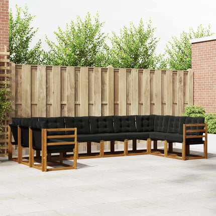 Utomhussoffset med kudde 10 pcs Naturlig och svart