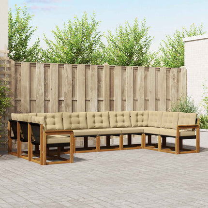 Utomhussoffset med kudde 10 pcs Naturlig och Beige