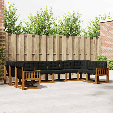 Utomhussoffset med kudde 10 pcs Naturlig och svart