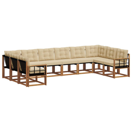 Utomhussoffset med kudde 10 pcs Naturlig och Beige