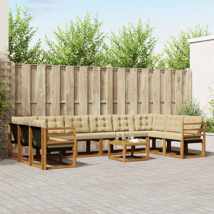 Utomhussoffset med kudde 11 pcs Naturlig och Beige