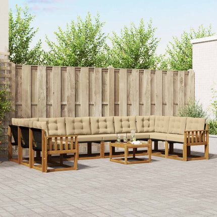 Utomhussoffset med kudde 11 pcs Naturlig och Beige