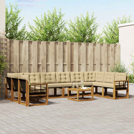 Utomhussoffset med kudde 11 pcs Naturlig och Beige