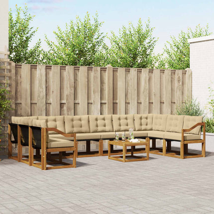 Utomhussoffset med kudde 11 pcs Naturlig och Beige