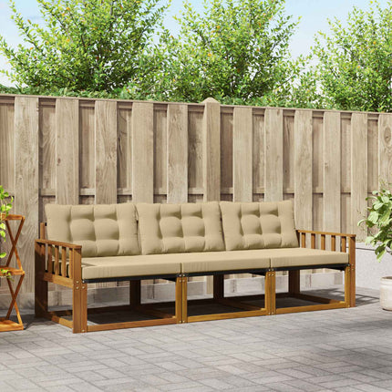 Utomhussoffset med kudde 3 pcs Naturlig och Beige