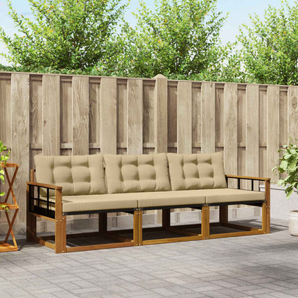 Utomhussoffset med kudde 3 pcs Naturlig och Beige