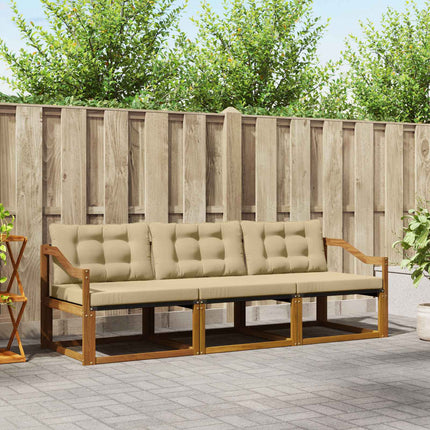 Utomhussoffset med kudde 3 pcs Naturlig och Beige