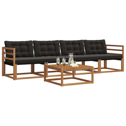 Utomhussoffset med kudde 5 pcs Naturlig och svart
