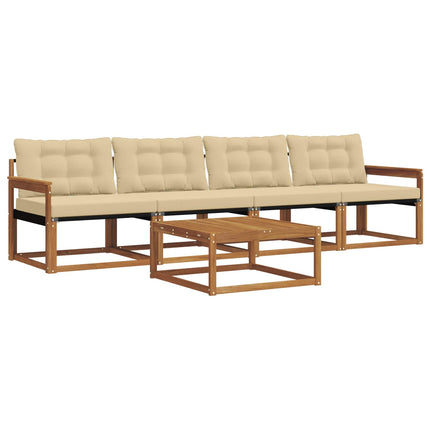 Utomhussoffset med kudde 5 pcs Naturlig och Beige