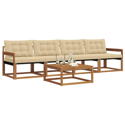 Utomhussoffset med kudde 5 pcs Naturlig och Beige