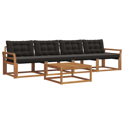 Utomhussoffset med kudde 5 pcs Naturlig och svart
