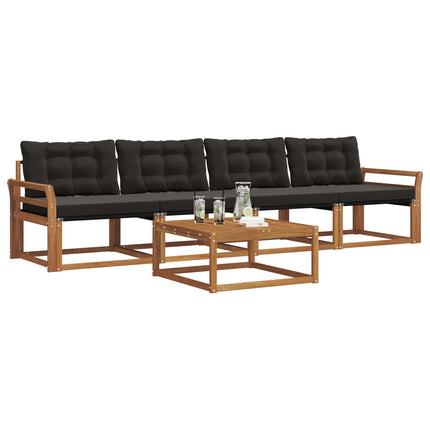 Utomhussoffset med kudde 5 pcs Naturlig och svart