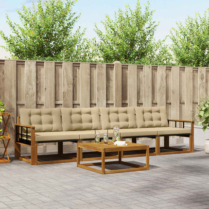 Utomhussoffset med kudde 5 pcs Naturlig och Beige