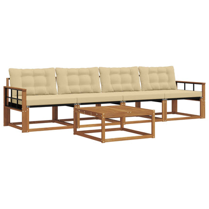 Utomhussoffset med kudde 5 pcs Naturlig och Beige