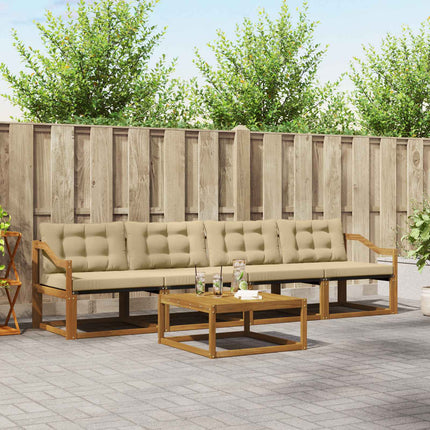 Utomhussoffset med kudde 5 pcs Naturlig och Beige