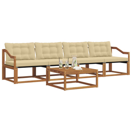Utomhussoffset med kudde 5 pcs Naturlig och Beige