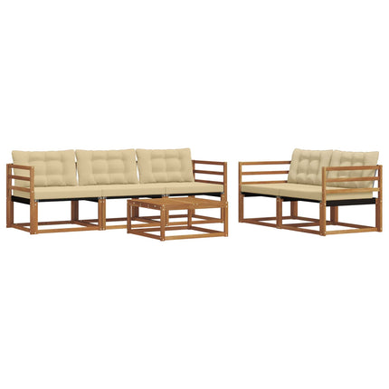 Utomhussoffset med kudde 6 pcs Naturlig och Beige