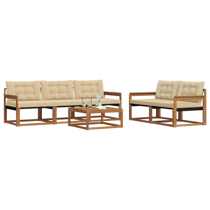 Utomhussoffset med kudde 6 pcs Naturlig och Beige