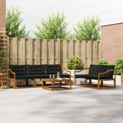 Utomhussoffset med kudde 6 pcs Naturlig och svart