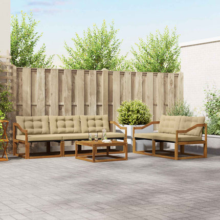 Utomhussoffset med kudde 6 pcs Naturlig och Beige