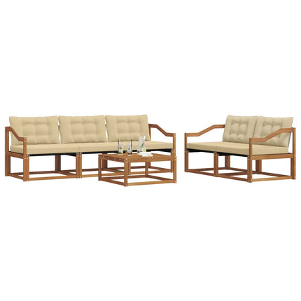 Utomhussoffset med kudde 6 pcs Naturlig och Beige