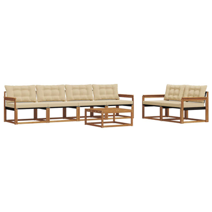 Utomhussoffset med kudde 7 pcs Naturlig och Beige