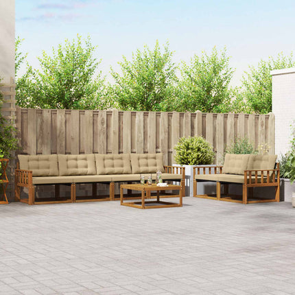 Utomhussoffset med kudde 7 pcs Naturlig och Beige