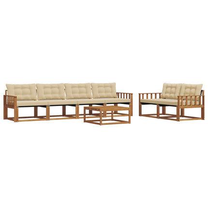 Utomhussoffset med kudde 7 pcs Naturlig och Beige