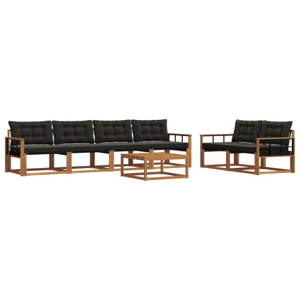 Utomhussoffset med kudde 7 pcs Naturlig och svart