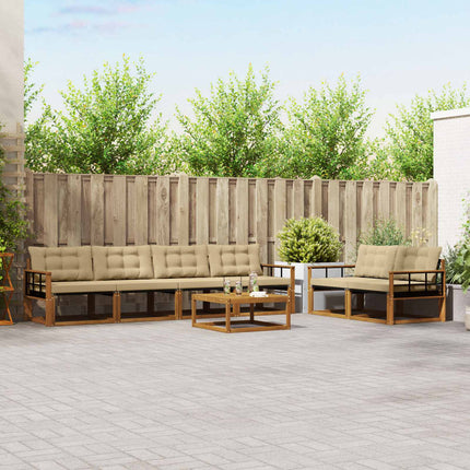 Utomhussoffset med kudde 7 pcs Naturlig och Beige
