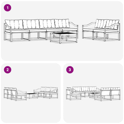 Utomhussoffset med kudde 7 pcs Naturlig och Grädde
