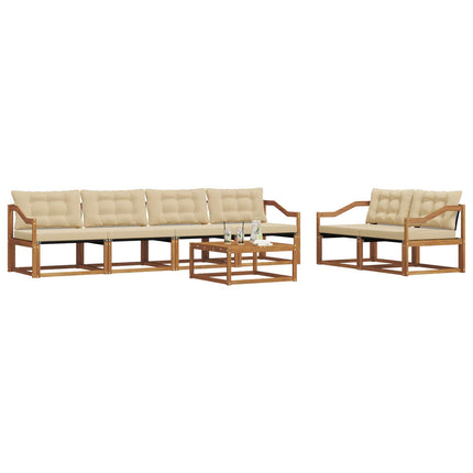 Utomhussoffset med kudde 7 pcs Naturlig och Beige